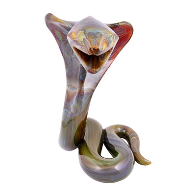 COBRA VERDE - A chalcedony glass sculpture representing a cobra