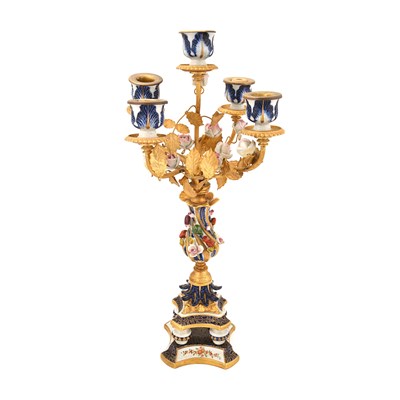 Sèvres Porcelain Candelabrum with Gilt Metal Branches