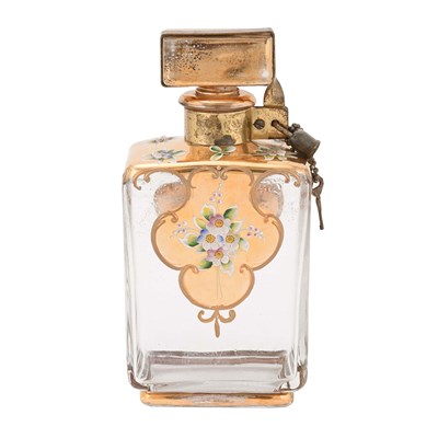 Glass Perfume Bottle with Gilt Metal Stopper