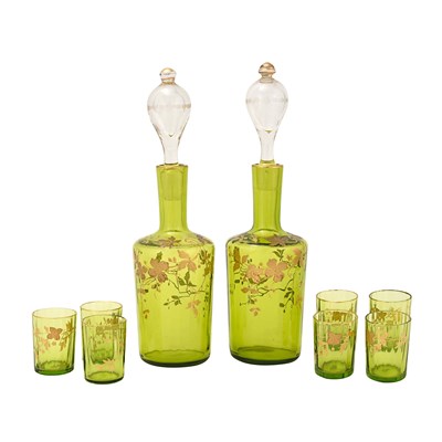 Bohemian Hand-Painted Glassware Set