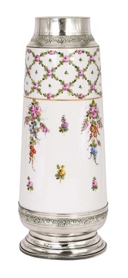 Mid-19th Century Sèvres Porcelain Vase with Silver Collar
