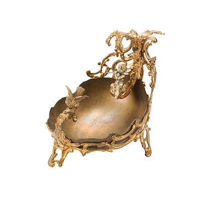 Gilt Bronze Centerpiece with Putto and Bird Motif
