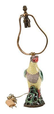 Polychrome ceramic electric lamp