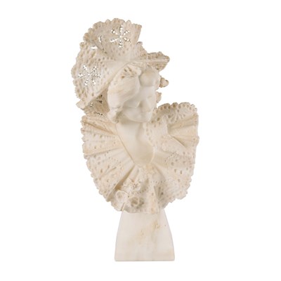 Alabaster sculpture depicting the bust of a lady