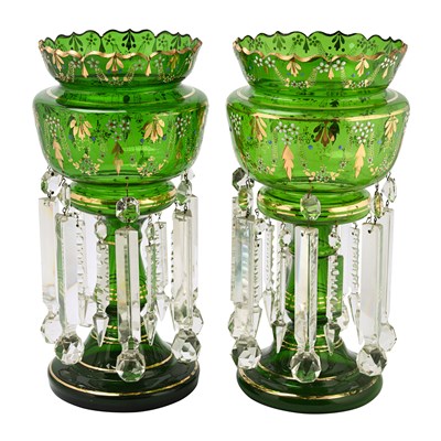 Pair of late 19th century Bohemian glass lusters