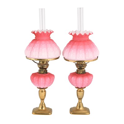 Late 19th century pair of Victorian oil lamps