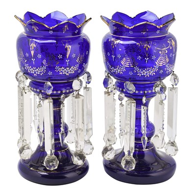 Late 19th century pair of Bohemian glass lusters