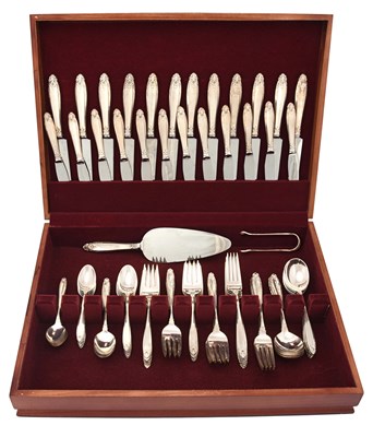 Sterling silver boxed cutlery set of 98 pieces