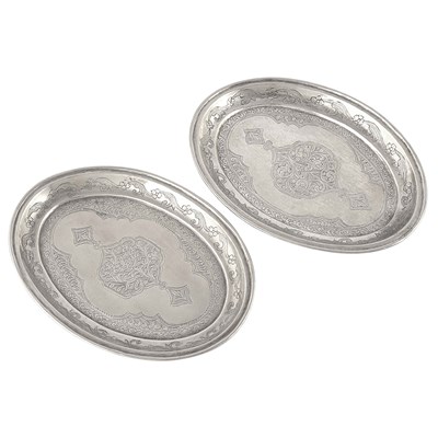 Iraqi silver pair of small plates