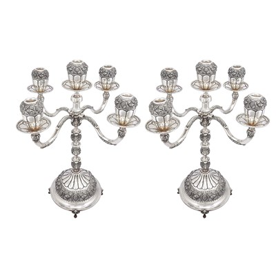 Early 20th century pair of Mexican sterling silver (925) candelabras