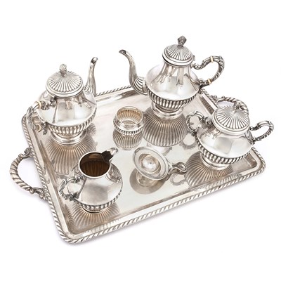 Early 20th century six pieces Italian silver tea set