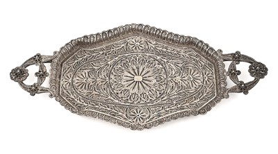 Early 20th century filigree silver tray Allepo