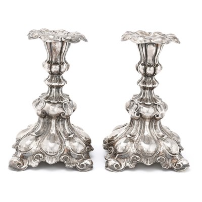 Pair of early 20th century Swedish silver candle holders