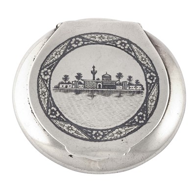 Early 20th century Iraqi niello silver ladies compact