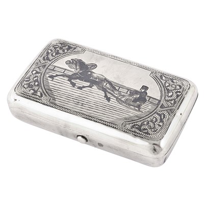 Late 19th century Russian niello 84 silver rectangular case