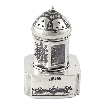 Early 20th century Iraqi niello silver salt shaker