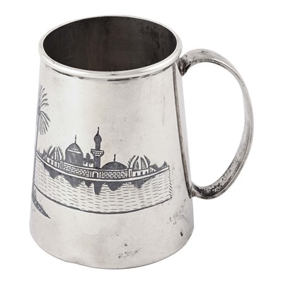 Early 20th century Iraqi niello silver small tankard
