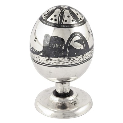 Early 20th century Iraqi niello silver salt shaker