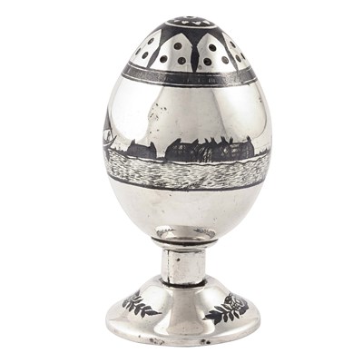 Early 20th century Iraqi niello silver salt shaker