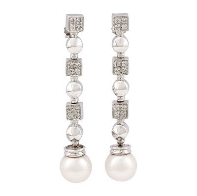18k Gold Diamond Pearl Earrings