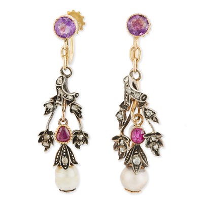 Pair of late 19th century 14k gold earrings
