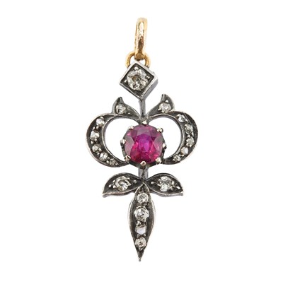 Late 19th Century Ruby and Old Cut Diamond Pendant