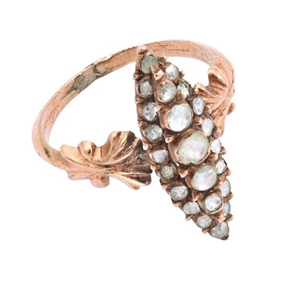 9K Gold Rose-Cut Diamond Ring, Vintage 1950s