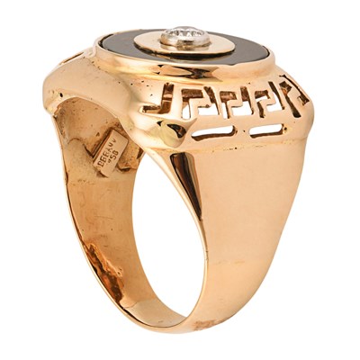 18kt Gold Diamond and Black Onyx Gents’ Ring