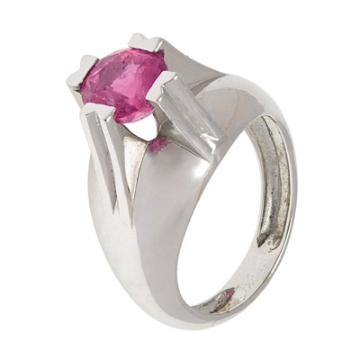 18k White Gold Cushion-Cut Red Spinel Ring – Mahenge, Tanzania