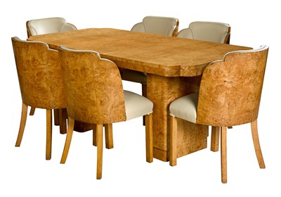 1930s Art Deco Burl Wood Dining Table