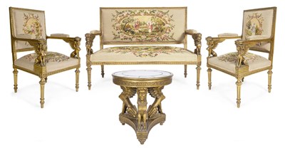 A three-piece French Louis XVI Empire style salon suite