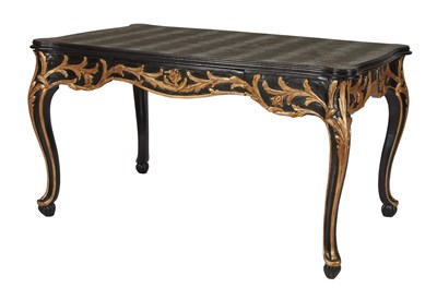 19th Century Louis XV Style Ebonized Serpentine Writing Desk with Carved Floral Motifs