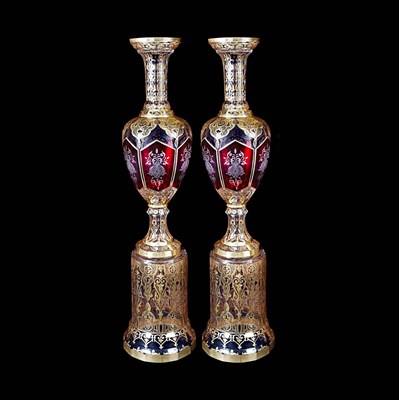 A monumental pair of 19th century Islamic design vases