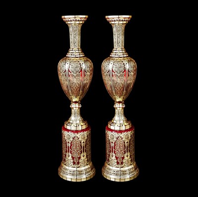 A monumental pair of 19th century Islamic design of vases