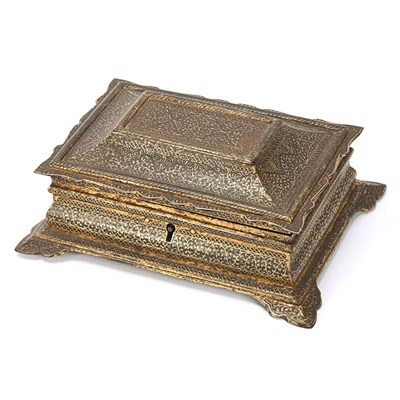 A 19th century iron (Kuftgari) jewelry box.