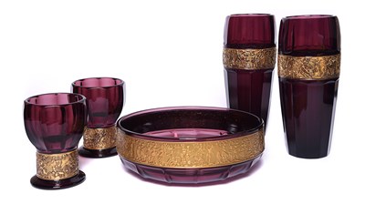 A set of 20th century purple and gilded Glasses