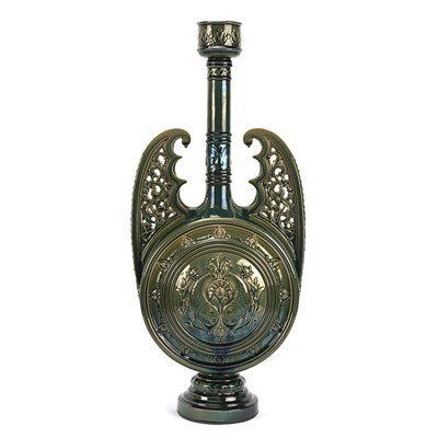 19th century glazed ceramic Hispano-Moresque candle holder