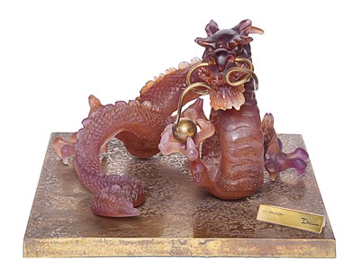 Daum France pate-de-verre and bronze sculpture