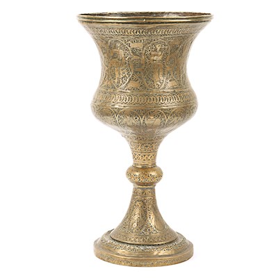 Late 19th century Qajar brass jardiniere with a floral pattern