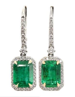 14K Gold Emerald & Diamond Earrings