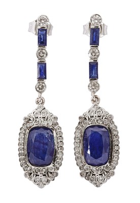 14K Gold Burma Sapphire & Diamond Earrings