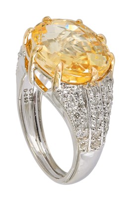 18K Gold Yellow Sapphire & Diamond Ring